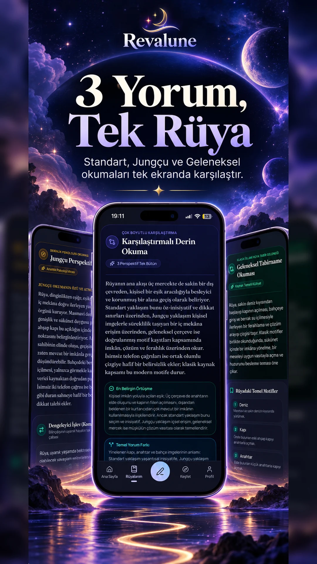 Revalune 3 yorum tek rüya ve 4 yorumlama perspektifi ekranı
