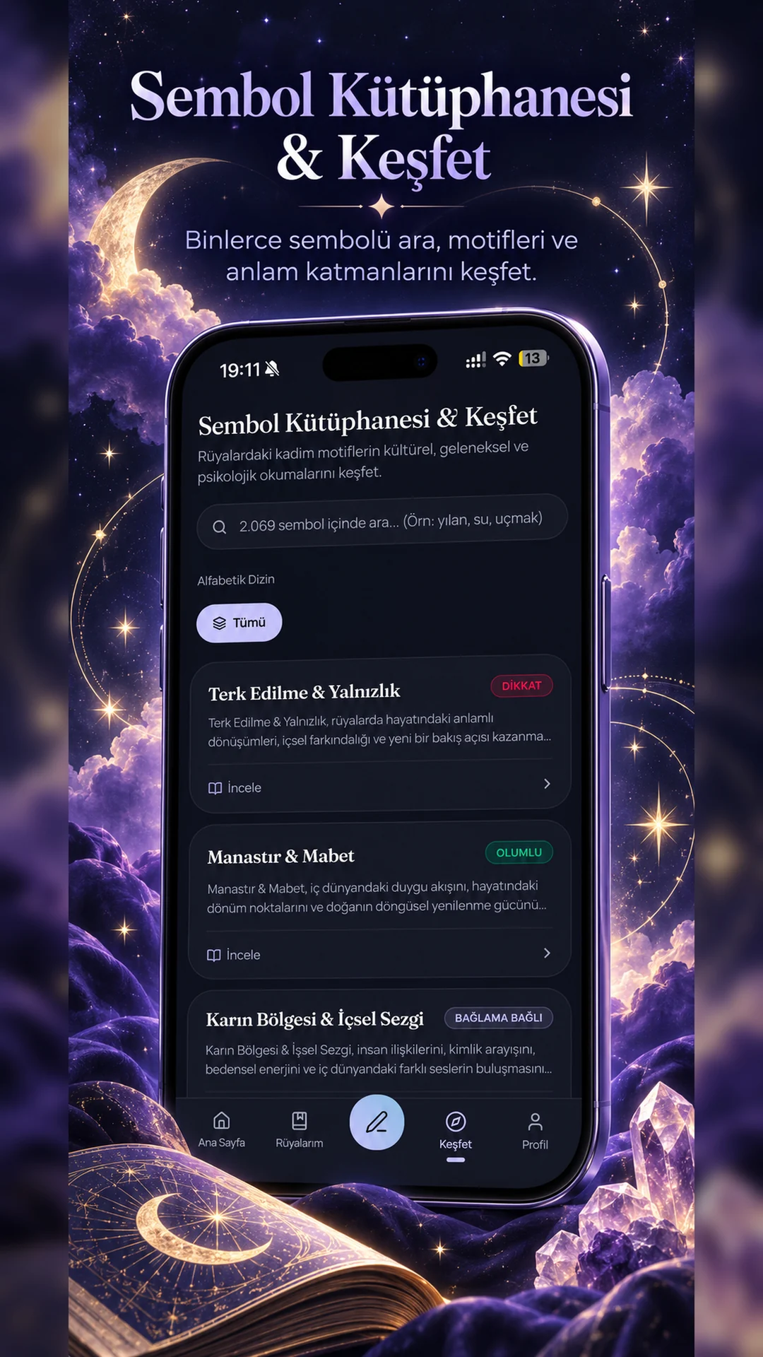 Revalune 2.069 sembol kütüphanesi ve keşif ekranı