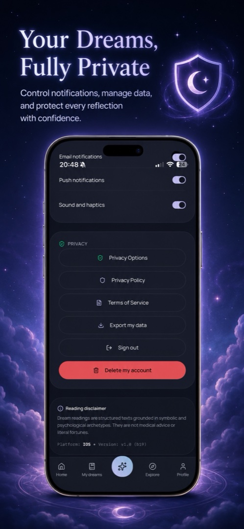 Revalune Settings & Privacy Screen