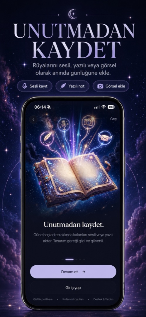 Revalune Rüya Kaydetme Ekranı